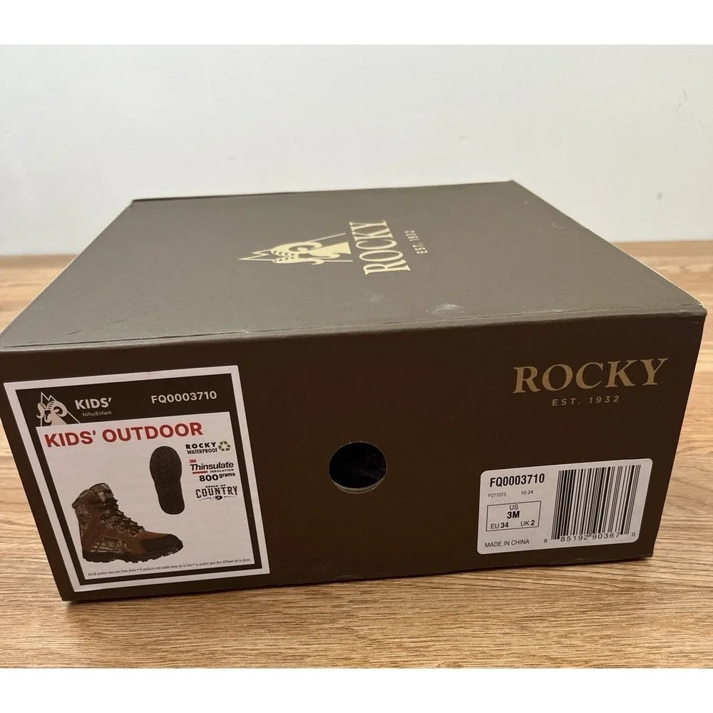 Rocky Kids Hunting Waterproof Camo Boots Size 3 NEW‎